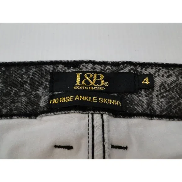 Lucky & Blessed Womens Jean Ankle Skinny Fringe Hem Gray & Black Size 4 - Picture 7 of 11